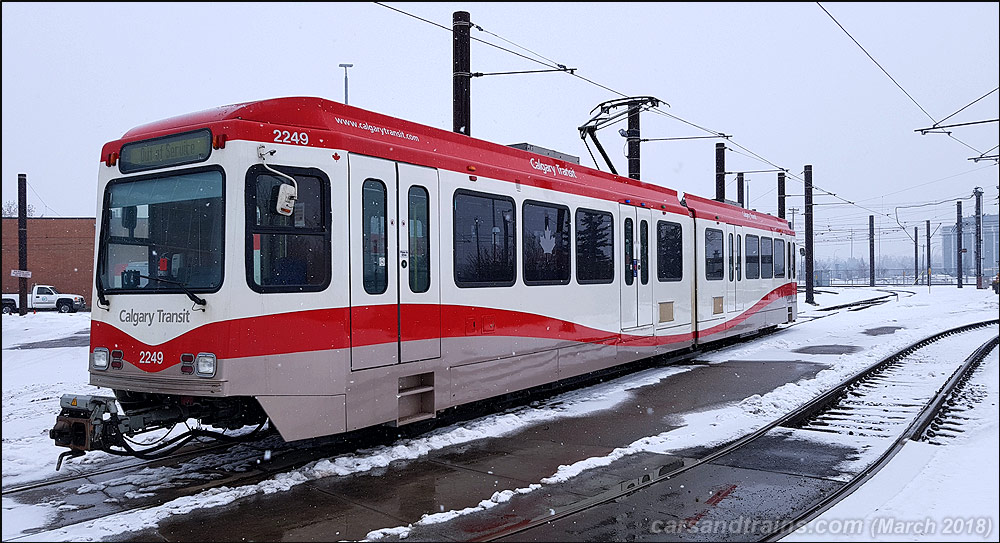 Calgary C train LRV SD160 no 2249 at Anderson in Calgary