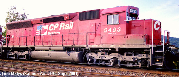 SD40M-2 no. 5493 at Salmon Arm, B.C.
