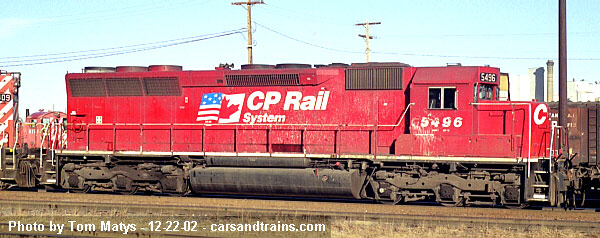CP Rail SD40M-2 5496 on a hump train
