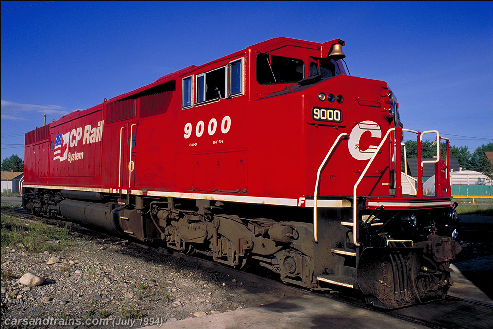 GMD SD40-2F no. 9000 was built in 1988.  Alyth yards, Calgary, Alberta