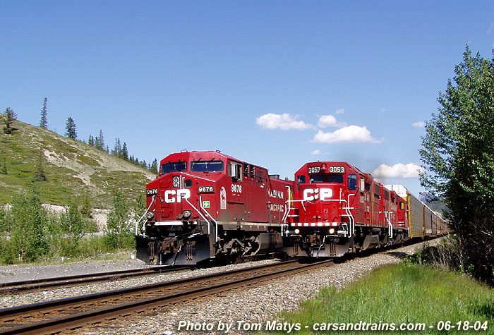 Canadian Pacific AC44CW unit 9676 isis east of Canmore, Alberta