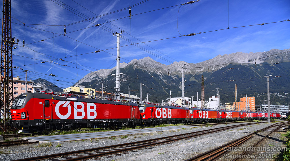 OBB Vectron Electric Locomotives at Innsbruck Hbf