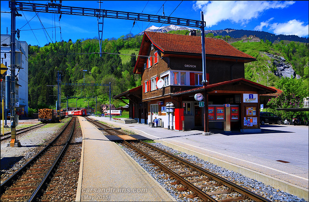 RhB Grusch station Landquart-Davos line (May 2015)