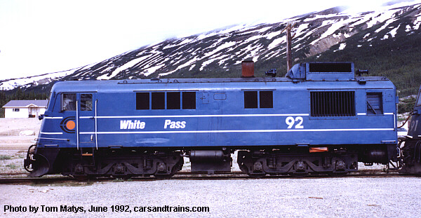 WP & YR GE 84-Ton shovelnose unit no. 92 at Fraser, British Columbia