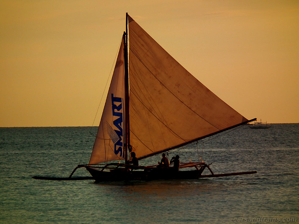Boracay outrigger sailboat at sunset