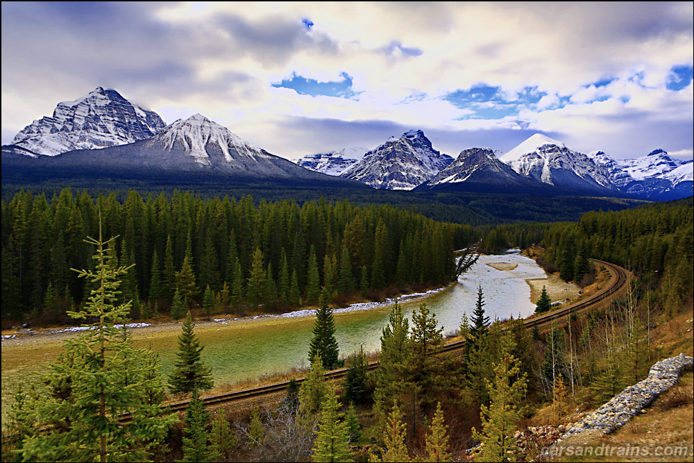 A panoramic view of the Bow river at Morant's Curve.