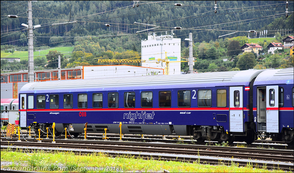 OBB NightJet Sitzwagen at   is at Innsbruck